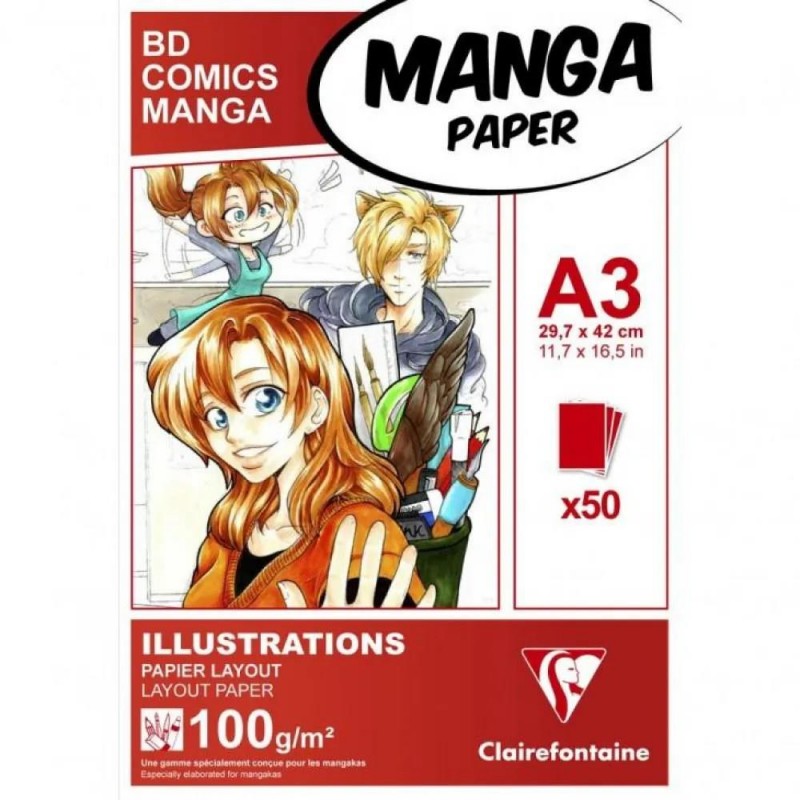 Clairefontaine Μπλοκ Μαρκαδόρου Manga Illustration 50 φύλλων A3 (29,7x42cm) 100gr