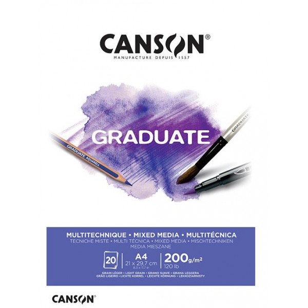 Canson Μπλοκ Graduate Mix Media A4 200g 20φ