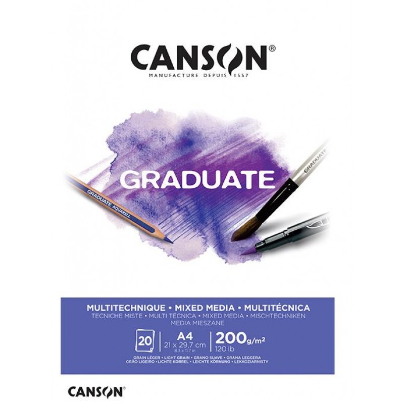 Canson Μπλοκ Graduate Mix Media A4 200g 20φ