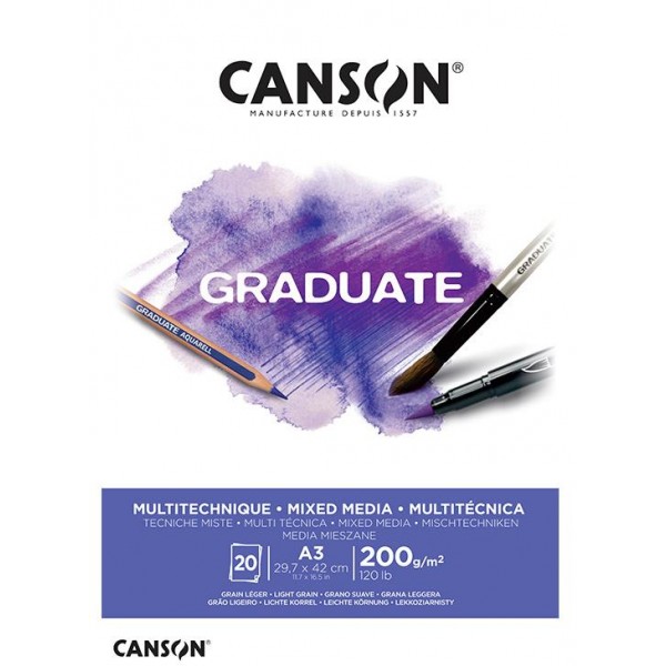 Canson Μπλοκ Graduate Mix Media A3 200g 20φ