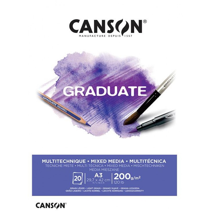 Canson Μπλοκ Graduate Mix Media A3 200g 20φ