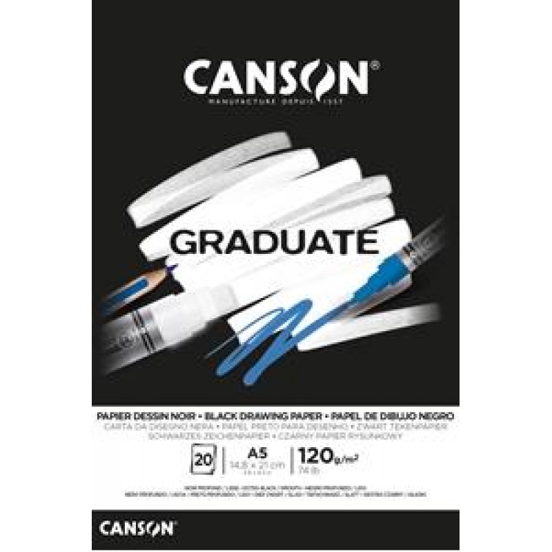Canson Μπλοκ Graduate Black A5 120g 20φ