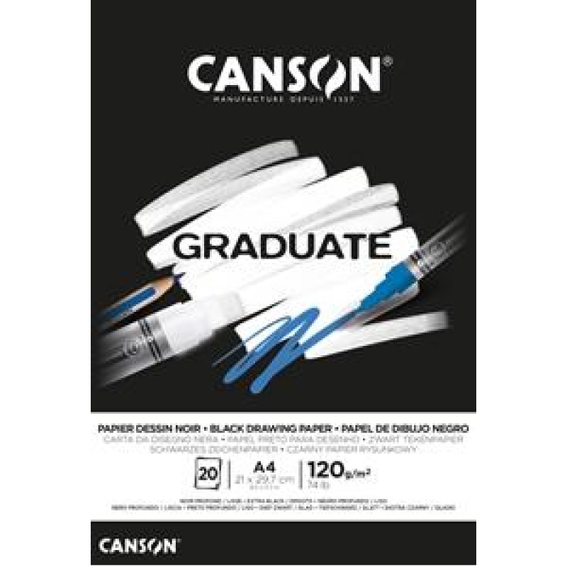 Canson Μπλοκ Graduate Black A4 120g 20φ