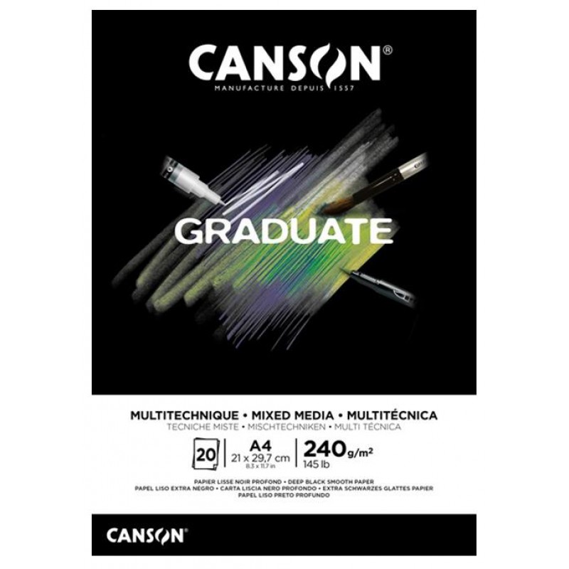 Canson Μπλοκ Graduate Media Black A4 240g 20φ