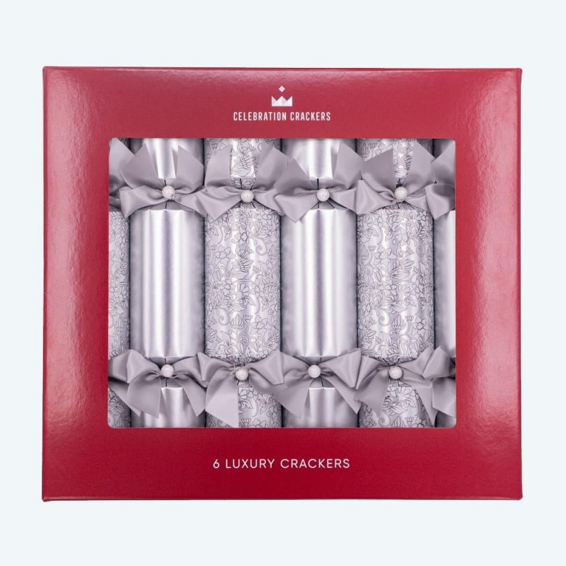 Christmas Crackers 33cm Silver Blossom 6τεμ