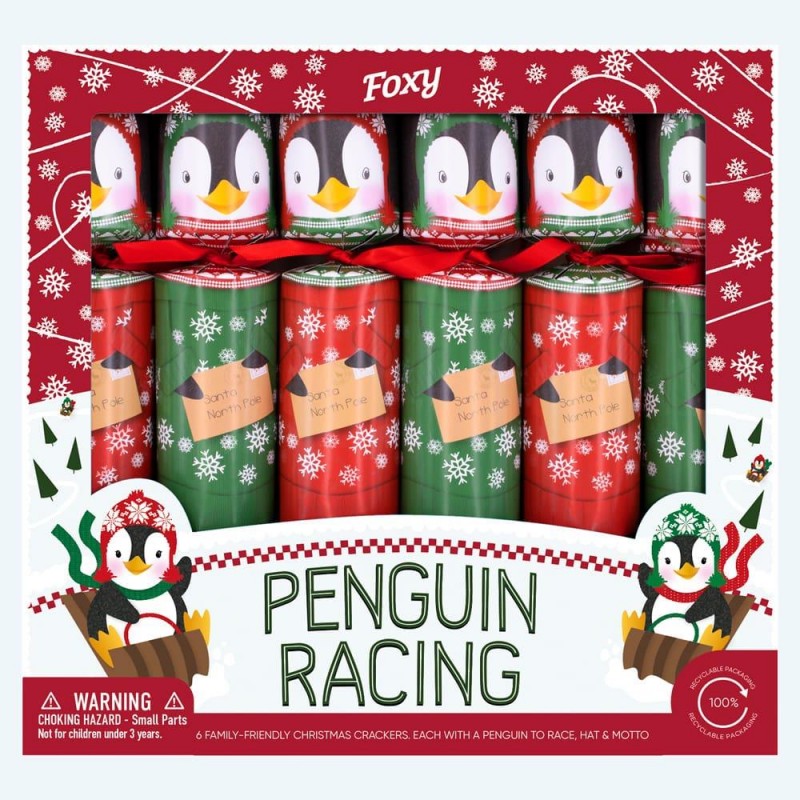Christmas Crackers 30cm Penguin Racing 6τεμ