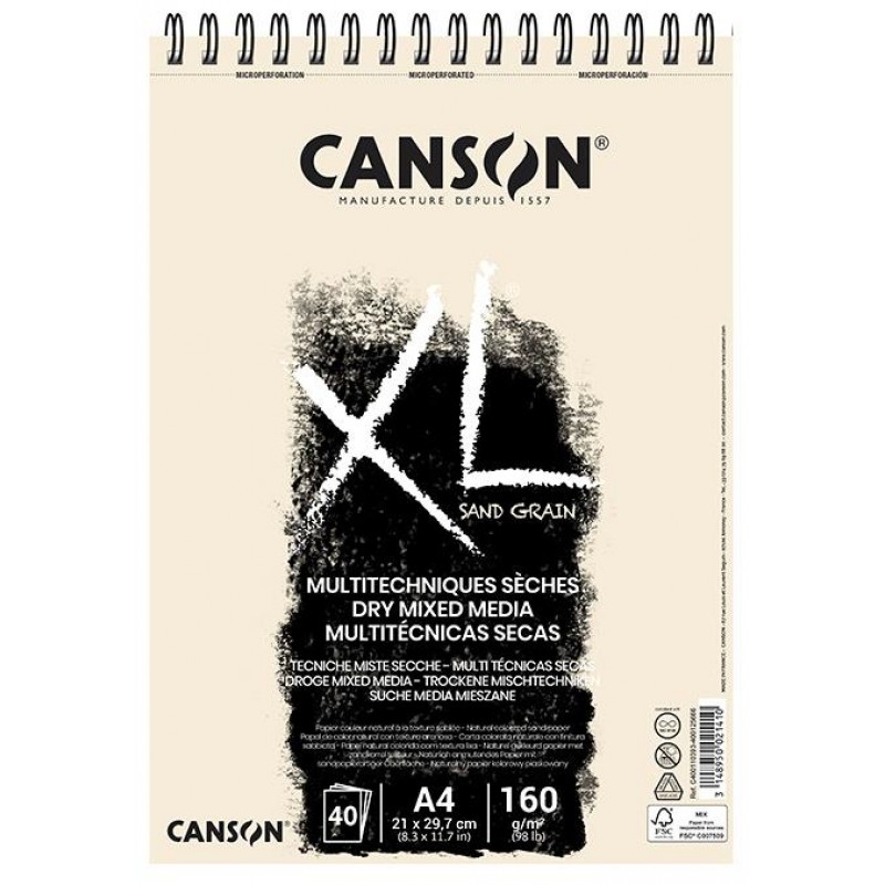 Canson Μπλοκ XL Sand grain Dry Mix Media 160g A4 40φ