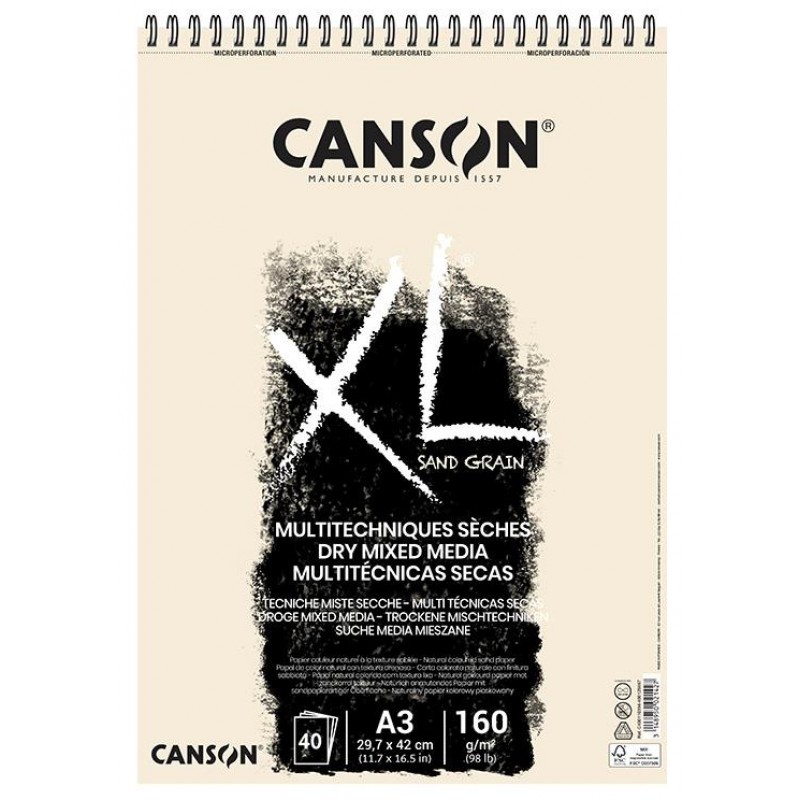 Canson Μπλοκ XL Sand grain Dry Mix Media 160g A3 40φ