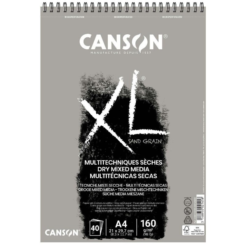 Canson Μπλοκ XL Sand Grain Dry Mix Media 160g A4 40φ