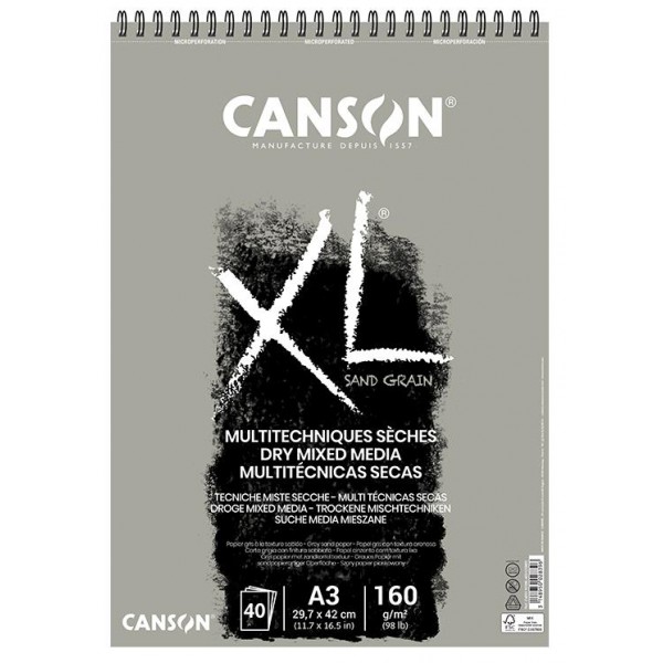 Canson Μπλοκ XL Sand Grain Dry Mix Media 160g A3 40φ
