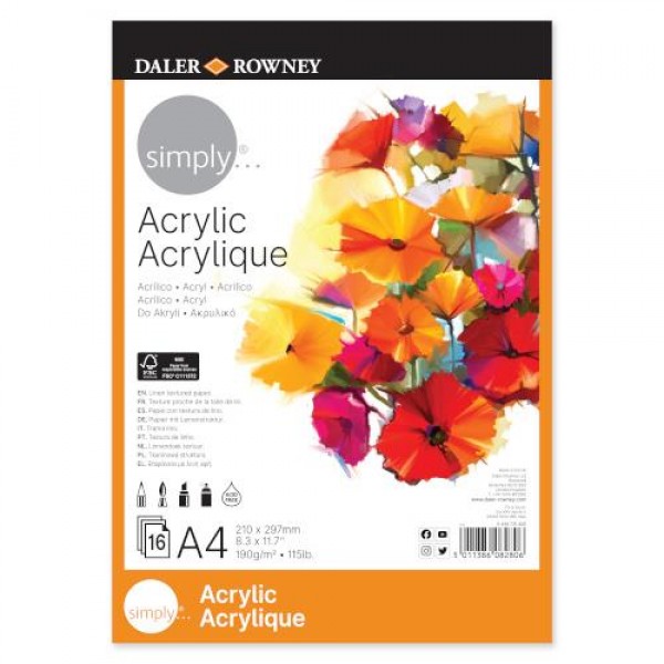 Daler Simply Μπλοκ Acrylic A4 190gr 16φ Daler Simply Μπλοκ Acrylic A4 190gr 16φ