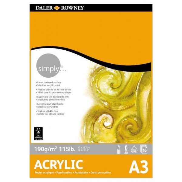 Daler Simply Μπλοκ Acrylic A3 190gr 16φ Daler Simply Μπλοκ Acrylic A3 190gr 16φ