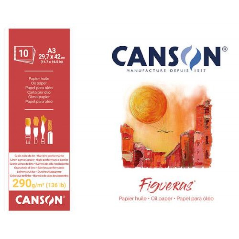 Canson Μπλοκ Figueras Oil/Acrylic 290g A3 - 297mm x 420mm 10φ