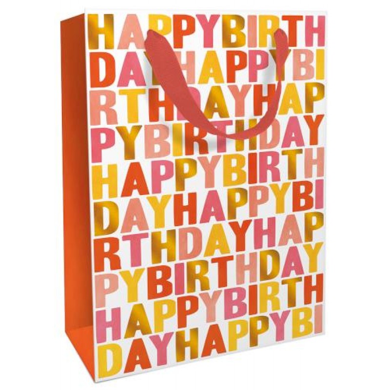 Σακούλα δώρου 26x36x13cm Birthday tangerine