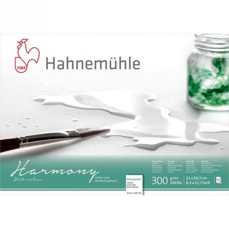 Hahnemuhle Μπλοκ Ακουαρέλας Harmony 12 Φύλλων A4 (21x29,7cm) 300gr Ηot Pressed