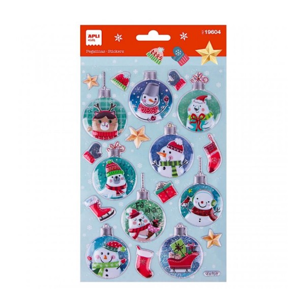 Apli 20 Christmas stickers - Ball snowman Apli 20 Christmas stickers - Ball snowman