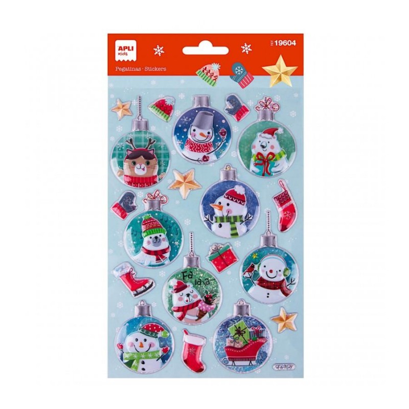 Apli 20 Christmas stickers - Ball snowman