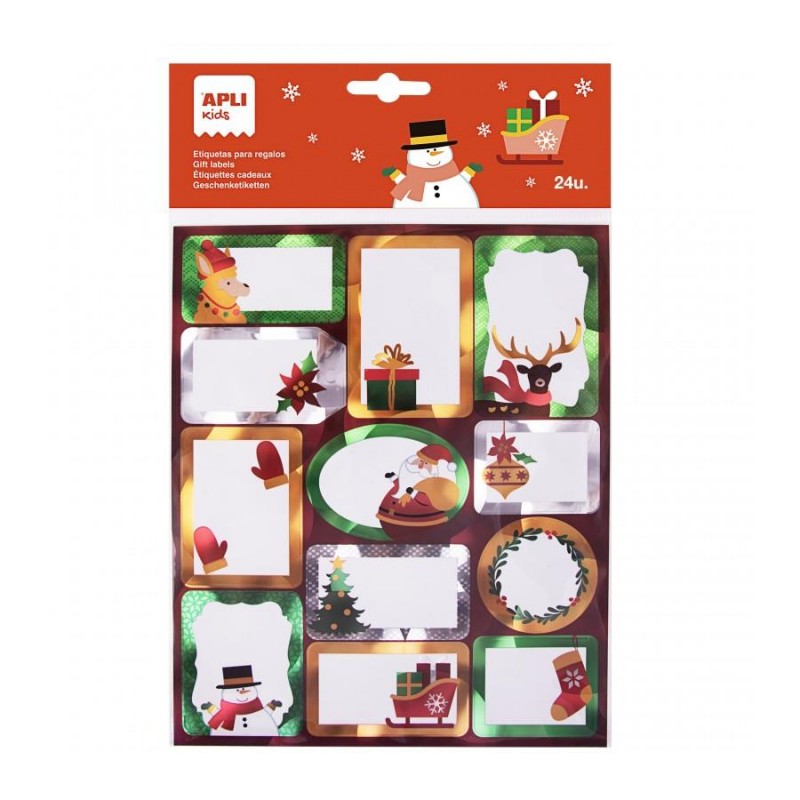 Apli 12 Christmas Gift labels - Snowflake