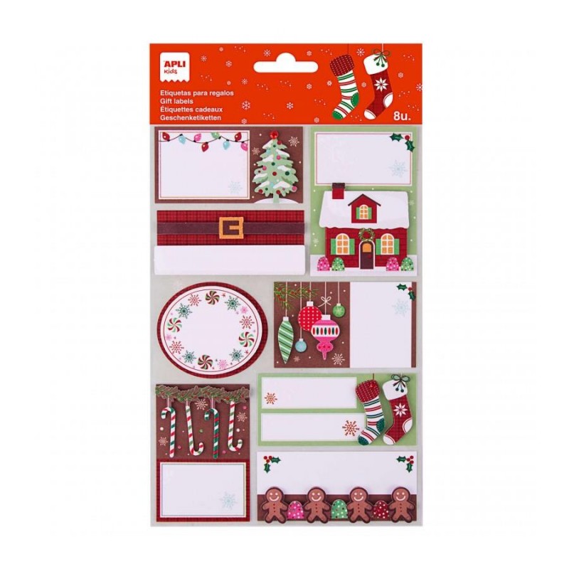 Apli 8 Christmas Gift labels - Christmas tree