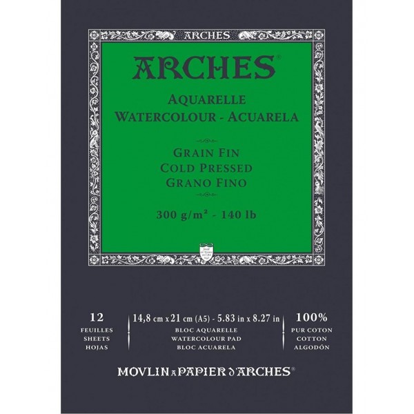 Μπλοκ Ακουαρέλας Arches CP 300g A5 14,8x21cm 12φ Μπλοκ Ακουαρέλας Arches CP 300g A5 14,8x21cm 12φ