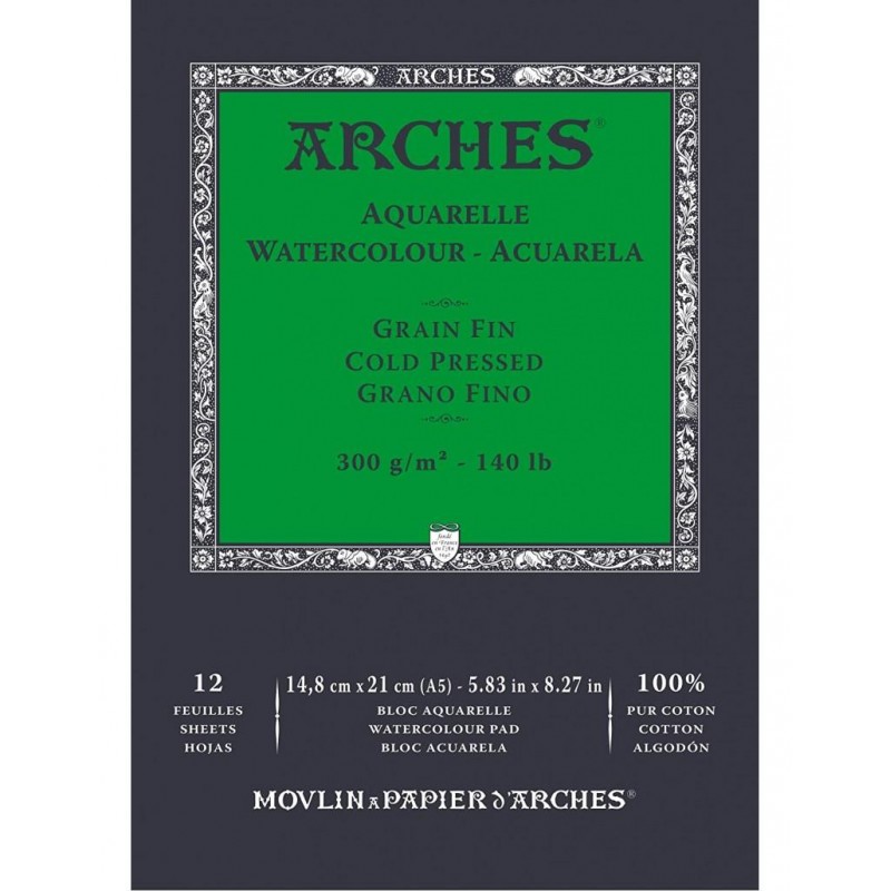Μπλοκ Ακουαρέλας Arches CP 300g A5 14,8x21cm 12φ
