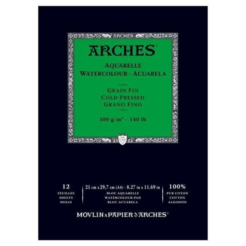 Μπλοκ Ακουαρέλας Arches CP 300gr A4 21x29.7cm 12φ