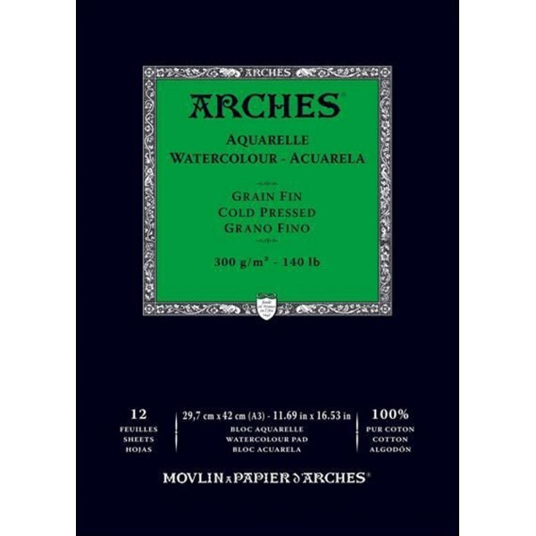 Μπλοκ Ακουαρέλας Arches CP 300gr A3 29,7x42cm 12φ Μπλοκ Ακουαρέλας Arches CP 300gr A3 29,7x42cm 12φ