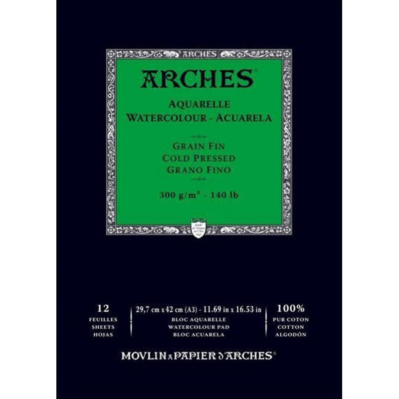 Μπλοκ Ακουαρέλας Arches CP 300gr A3 29,7x42cm 12φ