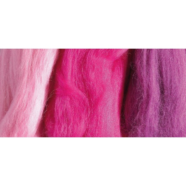 Μαλλάκι για Felt Merino superfine 19,5 mic 50g Bright Pink-mix Μαλλάκι για Felt Merino superfine 19,5 mic 50g Bright Pink-mix