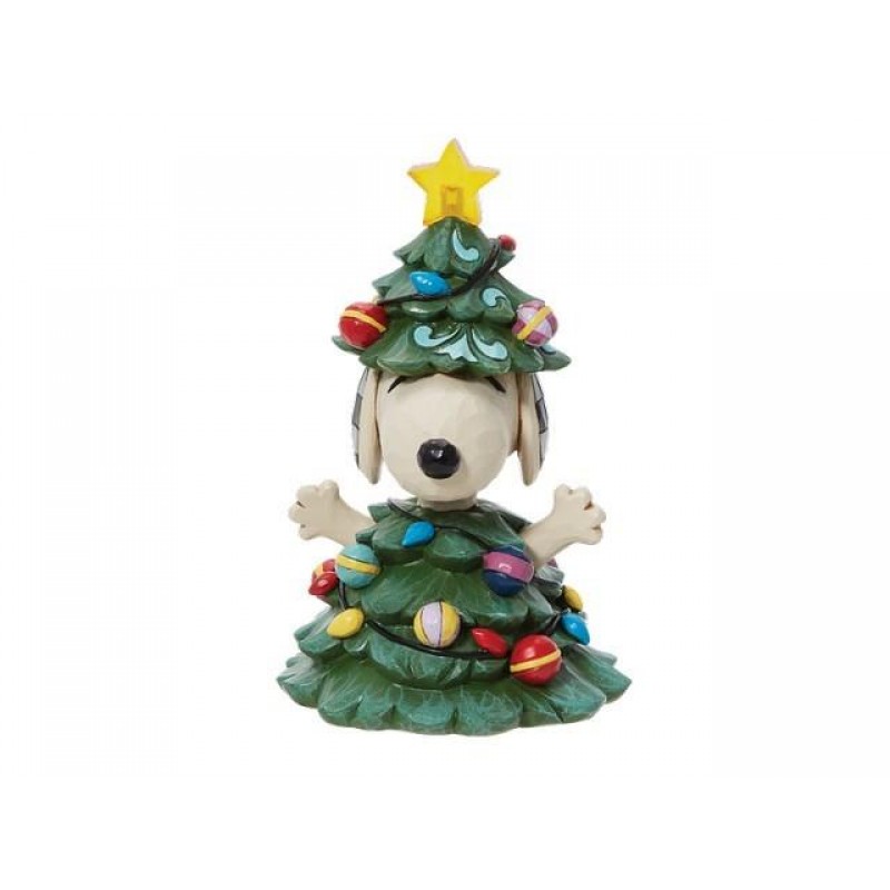 Snoopy Dressed as a Christmas Tree Figurine All Lit up