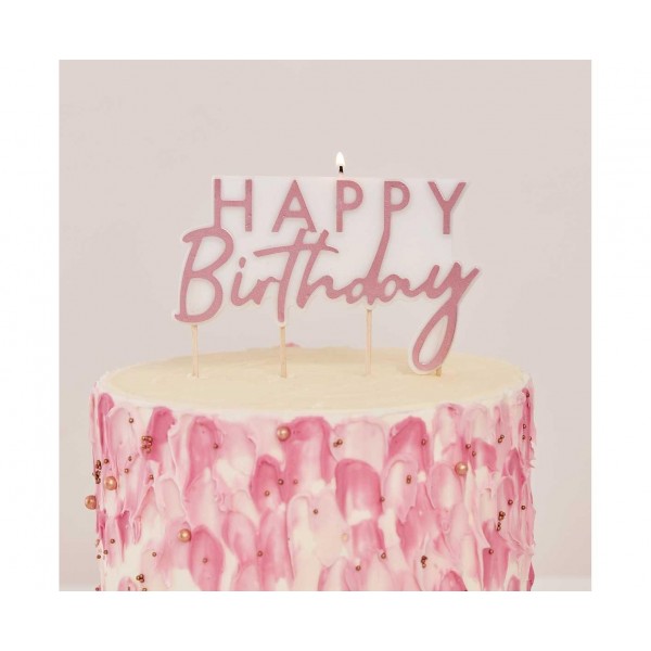 Κεριά Γενεθλίων Ροζ Χρυσό Happy Birthday Κεριά Γενεθλίων Ροζ Χρυσό Happy Birthday
