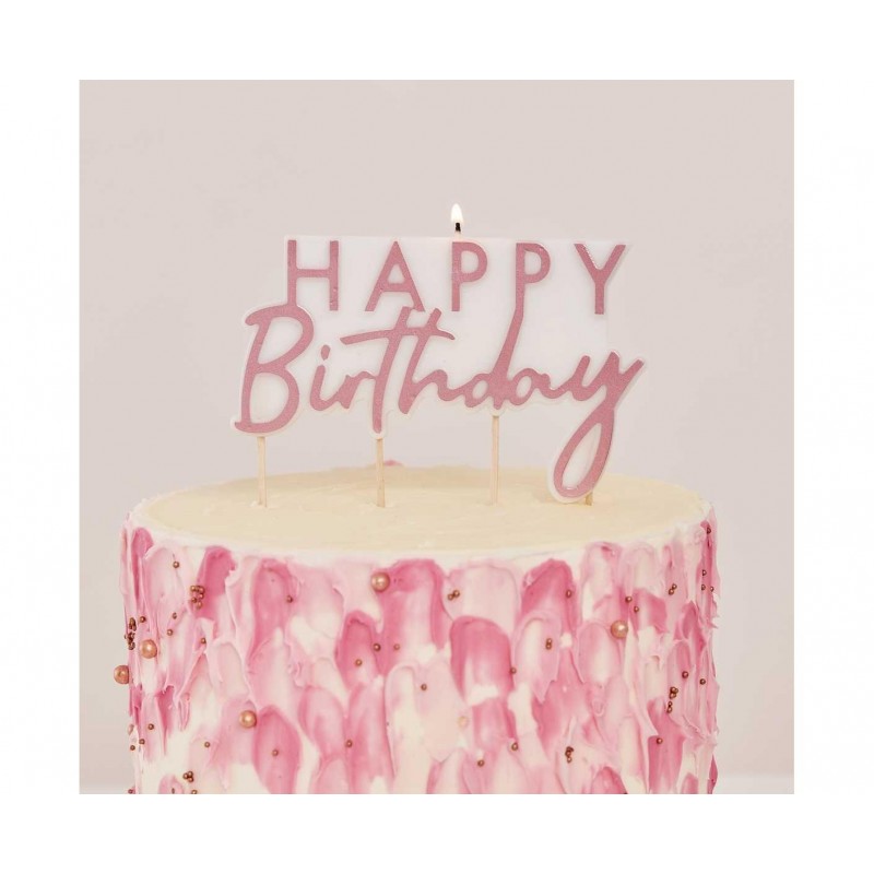 Rose Gold Happy Birthday Candle
