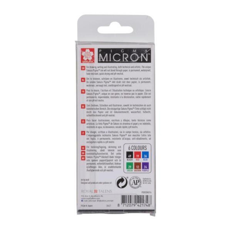 Σετ 6 Χρώματα Pigma Micron Basic Fineliners 01 0.25mm
