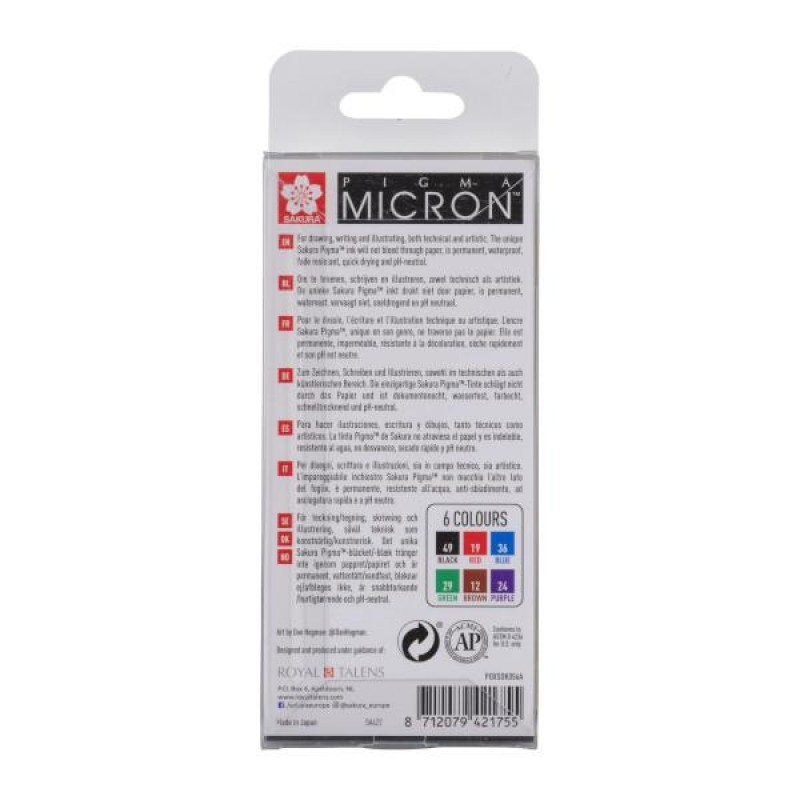 Σετ 6 Χρώματα Pigma Micron Basic Fineliners 05 0.45mm