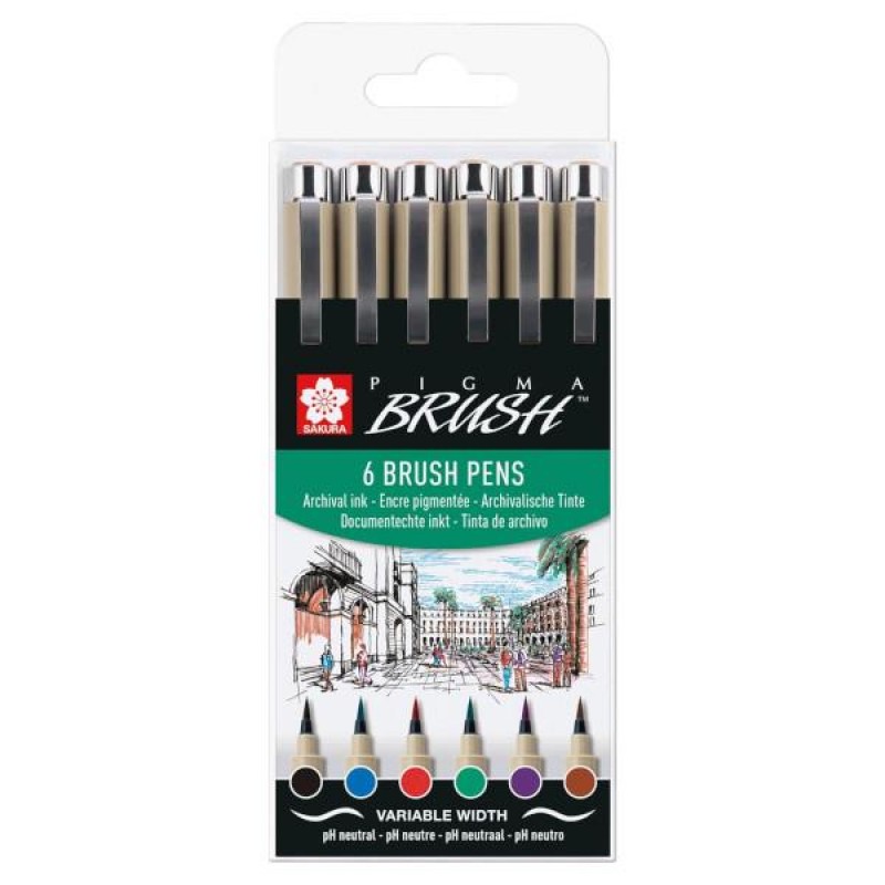 Pigma Brush Basic Σετ 6 Χρώματα