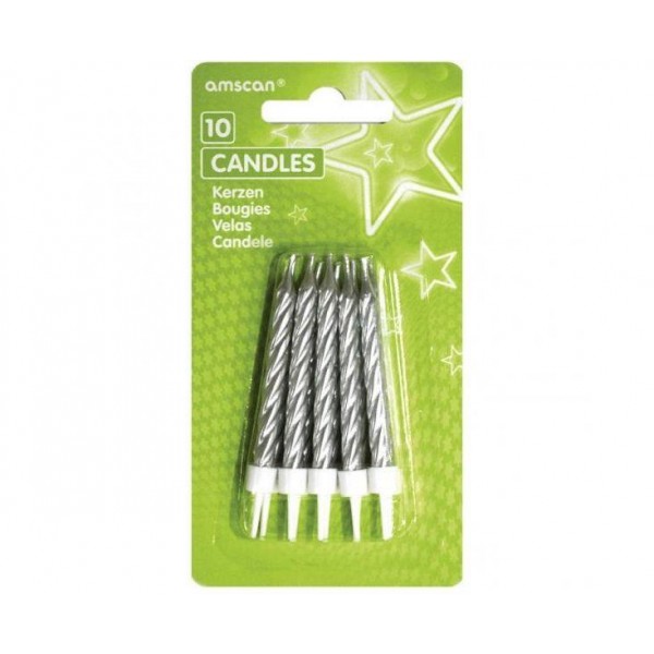 Κεράκια με βάσεις Ασημί 10τεμ