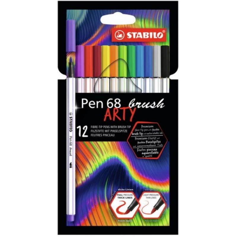 Μαρκαδόροι Stabilo Pen 68 Brush Σετ 12 Χρώματα Μαρκαδόροι Stabilo Pen 68 Brush Σετ 12 Χρώματα