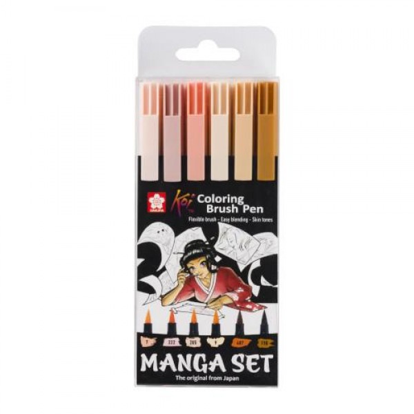 Koi 6 Colouring Manga Brush Pens - Skin Tones Koi 6 Colouring Manga Brush Pens - Skin Tones