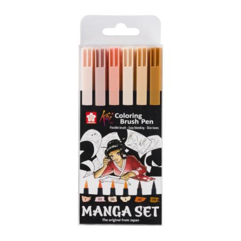 Koi 6 Colouring Manga Brush Pens - Skin Tones
