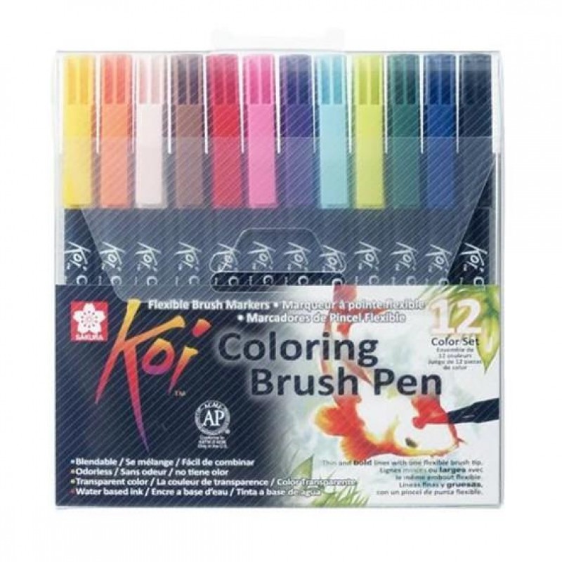 Koi Coloring Brush Pen Set 12 Colours