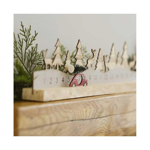 Ξύλινο Advent Calendar με μετακινούμενο αυτοκινητάκι