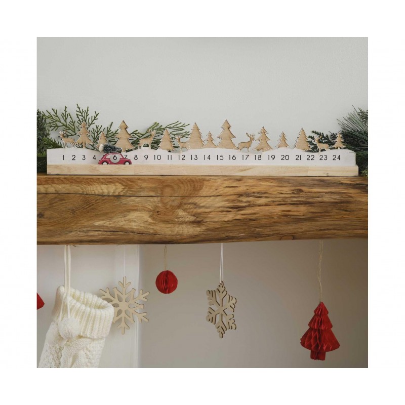 Ξύλινο Advent Calendar με μετακινούμενο αυτοκινητάκι